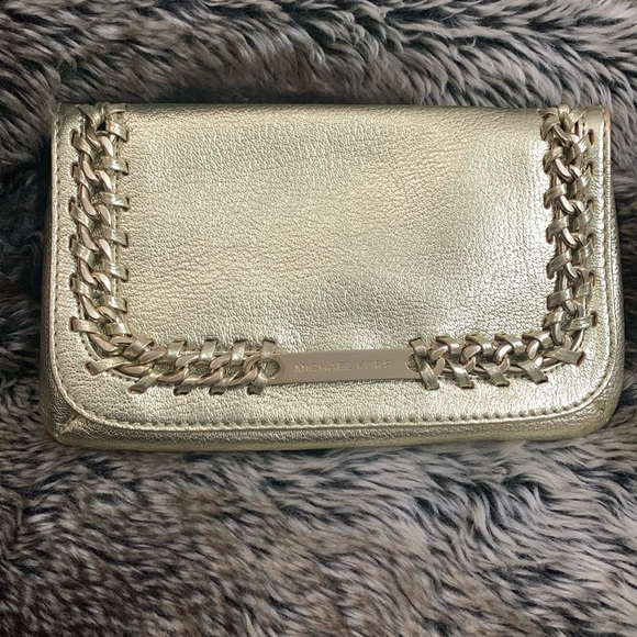 Michael Kors Metallic Gold Clutch - Picture 1 of 14